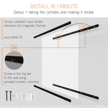 Load image into Gallery viewer, Black Magnetic Poster Hanger Frame 24" - For Large Scratch off Map - Travelization