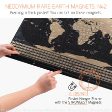 Load image into Gallery viewer, Magnetic Poster Hanger Frame - Premium Quality Wood, Extra Strong Magnets, Quick & Easy Setup, Full Hanging Kit for Wall Art/Prints/Canvas/Photos/Pictures/Artwork/Scratch Map (36", Black Painted) - Travelization