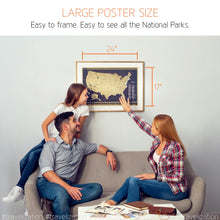 Load image into Gallery viewer, Scratch Off Map of the United States with National Parks - Deluxe - Large 24"x17" - Travelization