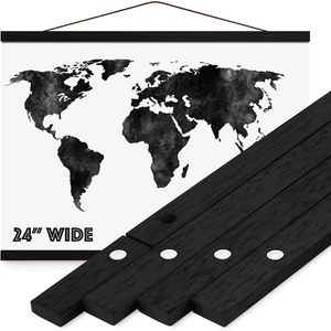 Black Magnetic Poster Hanger Frame 24" - For Large Scratch off Map - Travelization