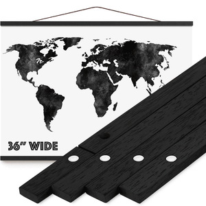 Black Magnetic Poster Hanger Frame 36" - For XL Scratch off Map - Travelization