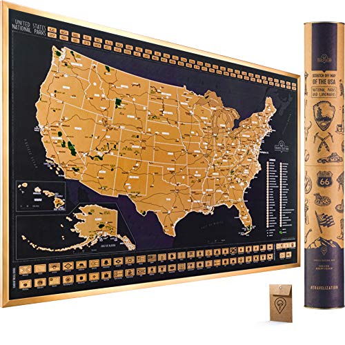 My Scratch Offs - Mapa para raspar de Estados Unidos - Mapa de viaje, mapa  de rascar, lista de cubo mapa de EE. UU. con 50 estados, tamaño mini