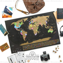 Load image into Gallery viewer, Scratch Off Map of The World with Flags - Deluxe - XL 36&quot;x24&quot; - Travelization
